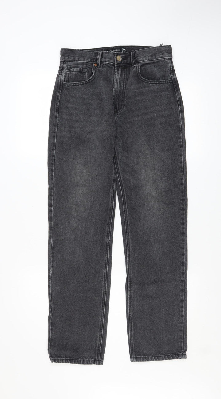 Stradivarius Women’s Grey Straight Jeans Size 8 High Rise Denim