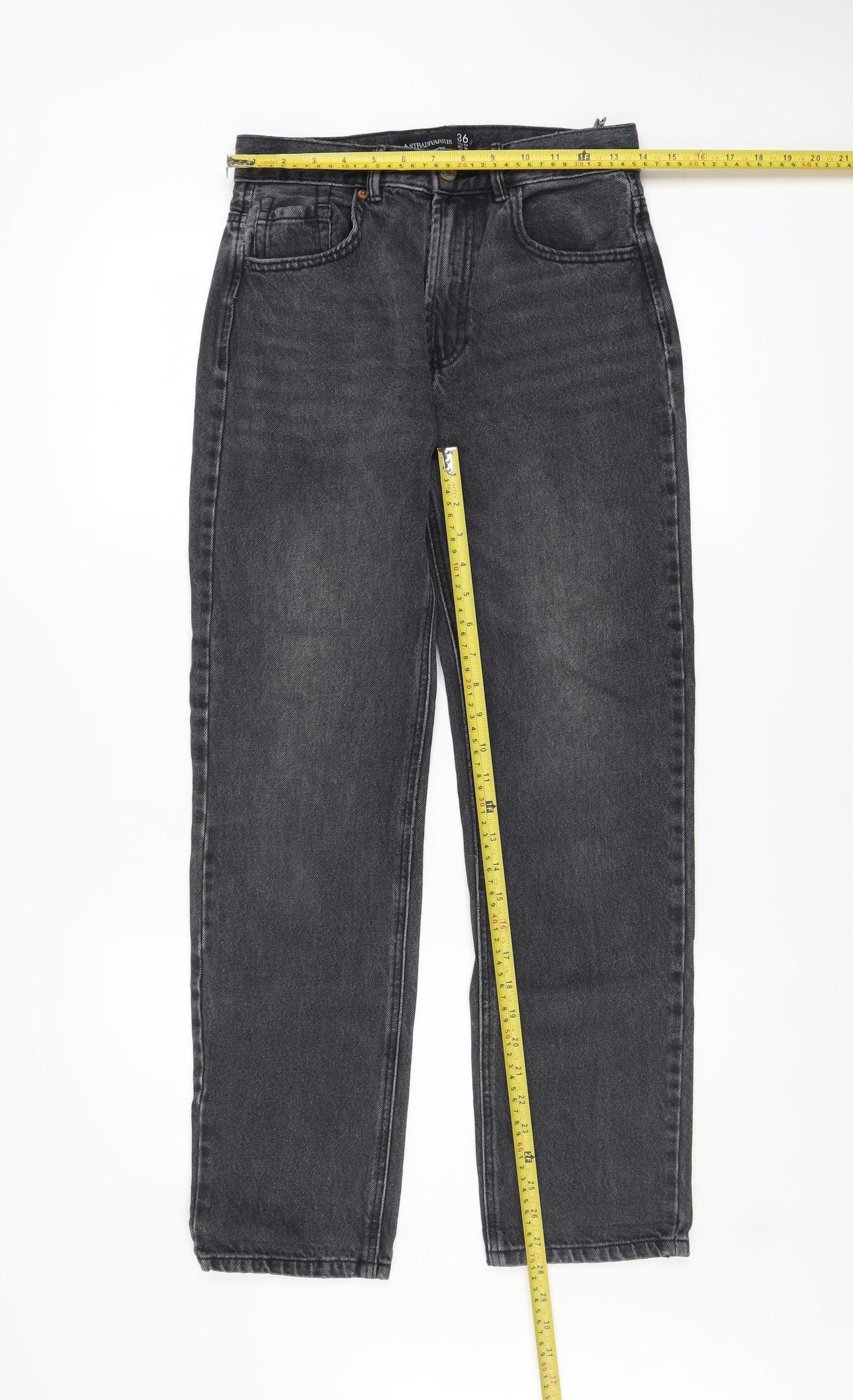 Stradivarius Women’s Grey Straight Jeans Size 8 High Rise Denim
