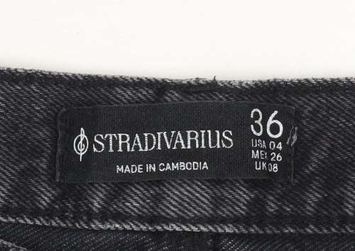 Stradivarius Women’s Grey Straight Jeans Size 8 High Rise Denim