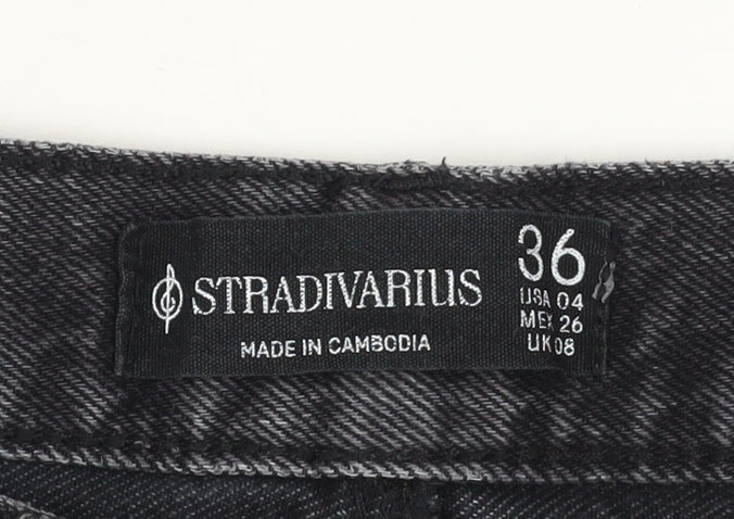 Stradivarius Women’s Grey Straight Jeans Size 8 High Rise Denim