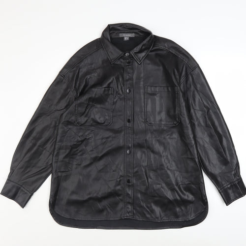 Primark Women’s Black Faux Leather Button-Up Jacket Size 12