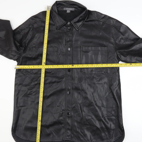 Primark Women’s Black Faux Leather Button-Up Jacket Size 12