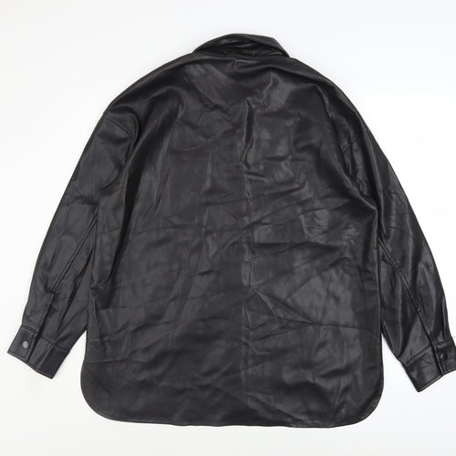 Primark Women’s Black Faux Leather Button-Up Jacket Size 12