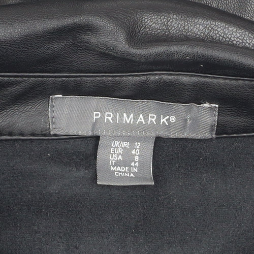 Primark Women’s Black Faux Leather Button-Up Jacket Size 12