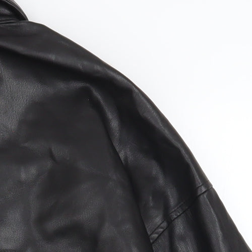 Primark Women’s Black Faux Leather Button-Up Jacket Size 12