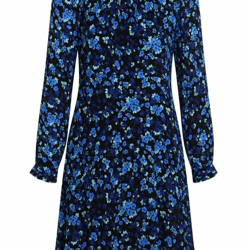 Vila Women Blue Floral Midi A-Line Dress Size 10