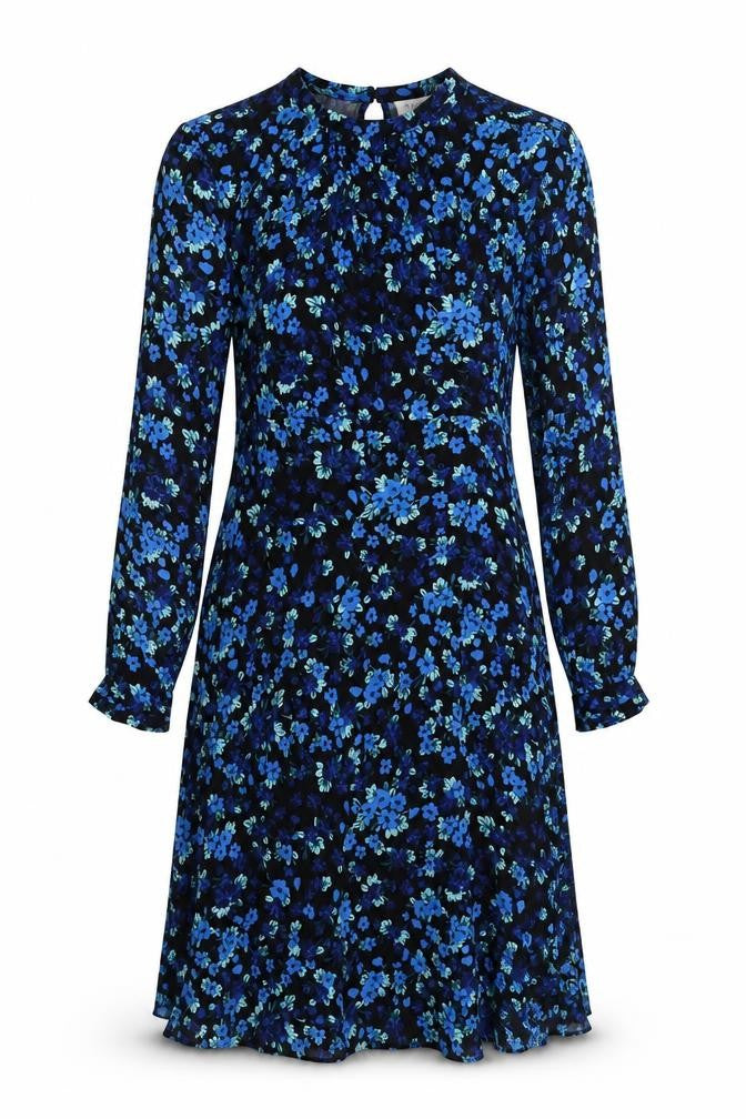 Vila Women Blue Floral Midi A-Line Dress Size 10