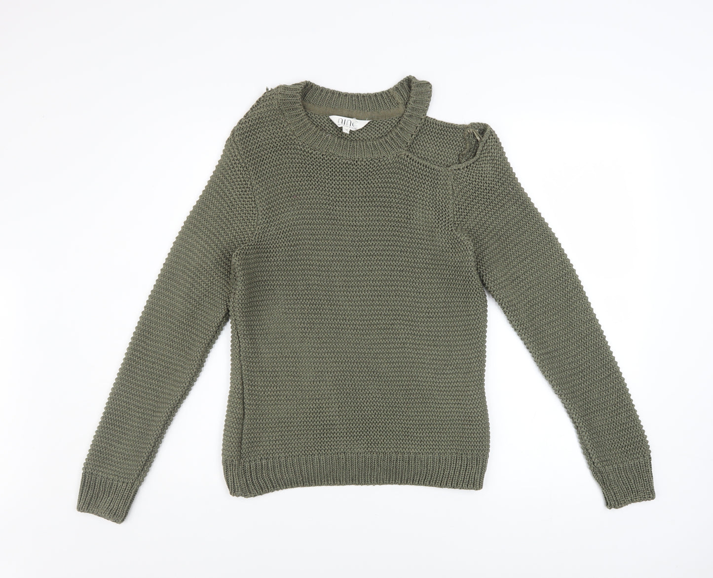Nine by Savannah Miller Women’s Green Cold Shoulder Knit Jumper Size 12