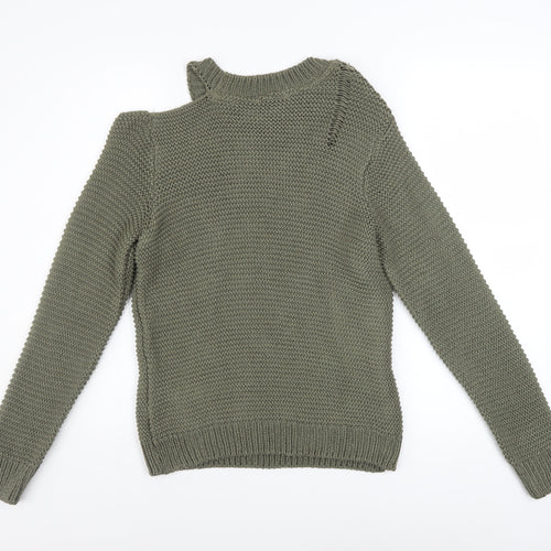 Nine by Savannah Miller Women’s Green Cold Shoulder Knit Jumper Size 12