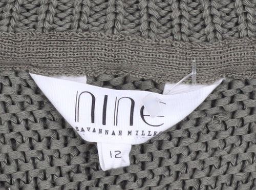 Nine by Savannah Miller Women’s Green Cold Shoulder Knit Jumper Size 12
