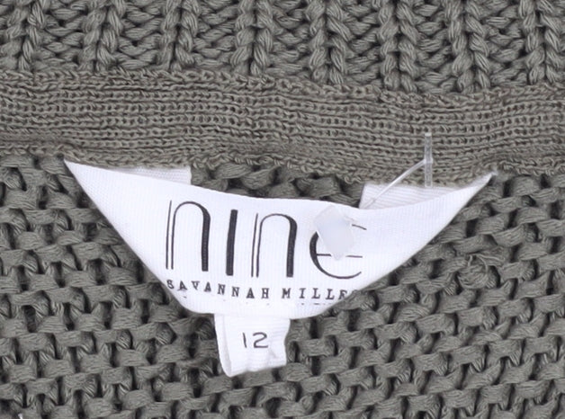 Nine by Savannah Miller Women’s Green Cold Shoulder Knit Jumper Size 12