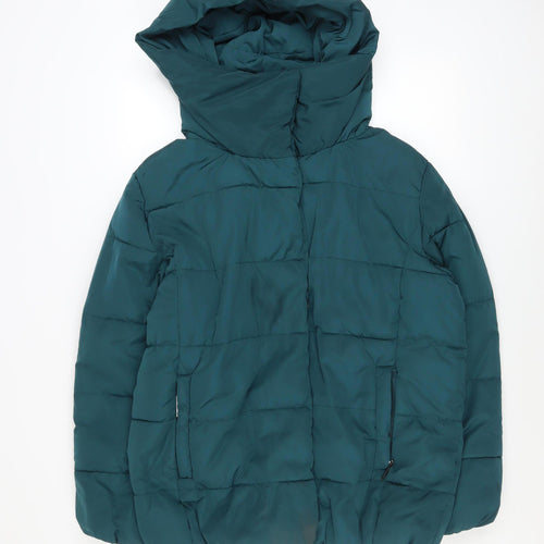 Roman Women’s Green Hooded Puffer Jacket Size 16 Quilted Winter Coat