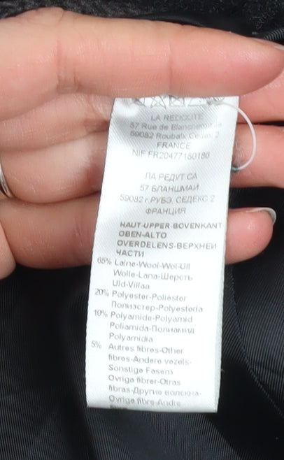 Laura Clement Women's Grey Checked Wool Blend Long Coat Size 8