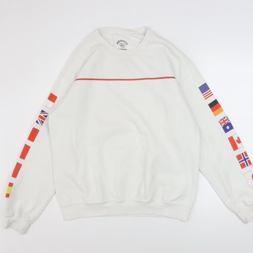 Urban Outfitters Mens White M Pullover Flag Graphic Sweatshirt