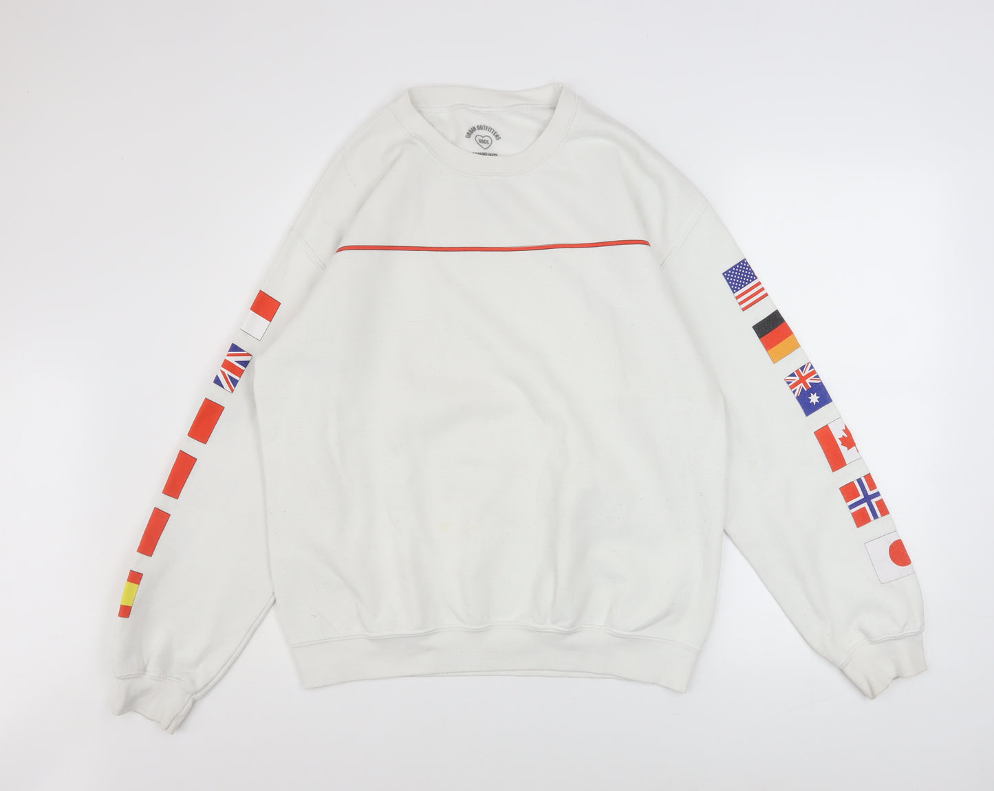 Urban Outfitters Mens White M Pullover Flag Graphic Sweatshirt
