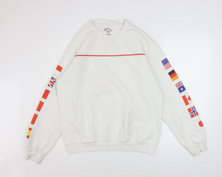 Urban Outfitters Mens White M Pullover Flag Graphic Sweatshirt