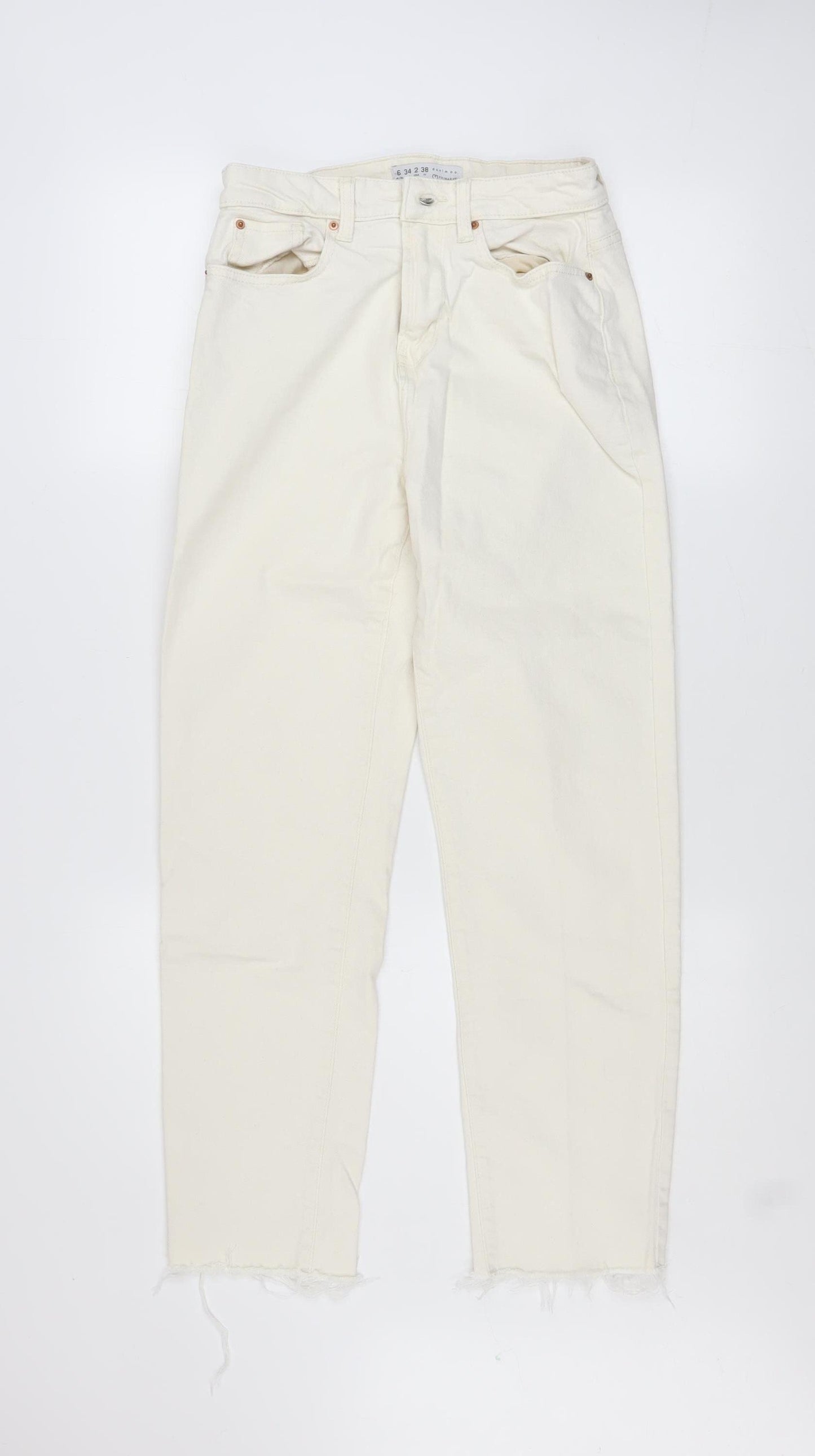Primark Women’s Ivory Straight Leg Jeans Size 6 Regular Fit