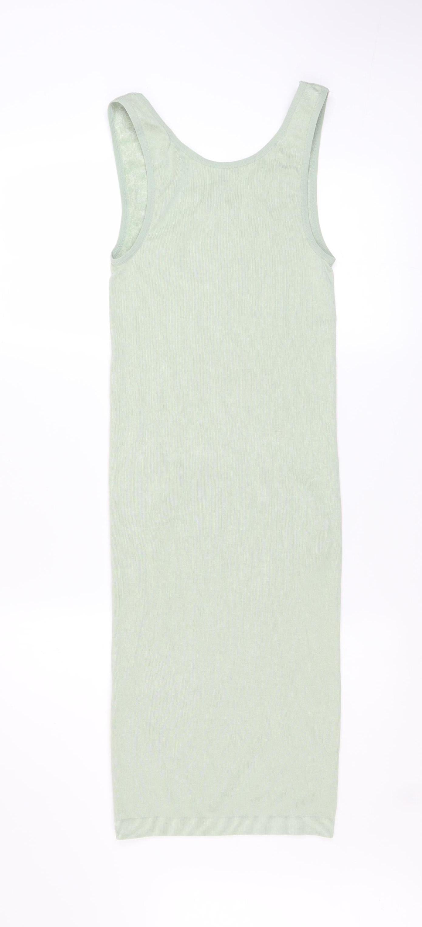 Zara Women Green XS Sleeveless Knit Midi Tank Dress