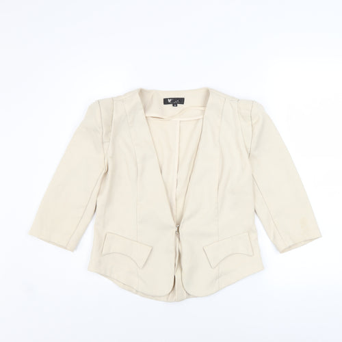 Cutie Women's Beige 3/4 Sleeve Open Blazer Size M