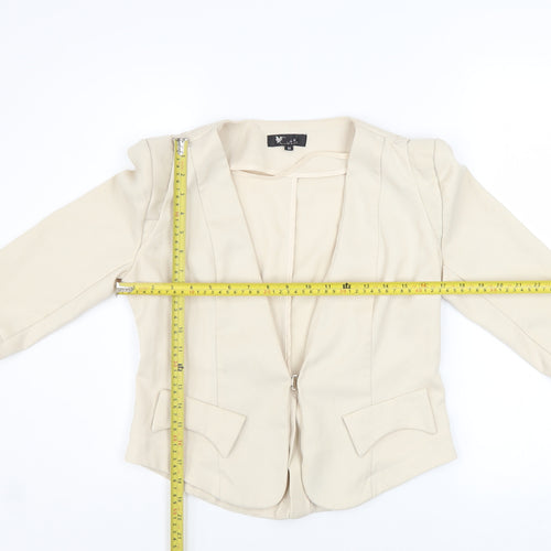 Cutie Women's Beige 3/4 Sleeve Open Blazer Size M