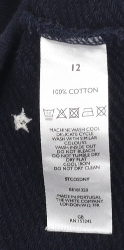 The White Company Women Navy Cotton Star Print Sweatshirt Size 12