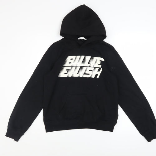 H&M Girls Black Billie Eilish Pullover Hoodie 12-14 Years Fleece Cotton Blend