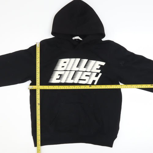 H&M Girls Black Billie Eilish Pullover Hoodie 12-14 Years Fleece Cotton Blend