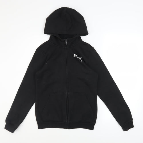 Puma Boys Black Full Zip Hoodie 13-14 Years Fleece Casual Sweatshirt