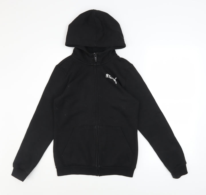 Puma Boys Black Full Zip Hoodie 13-14 Years Fleece Casual Sweatshirt