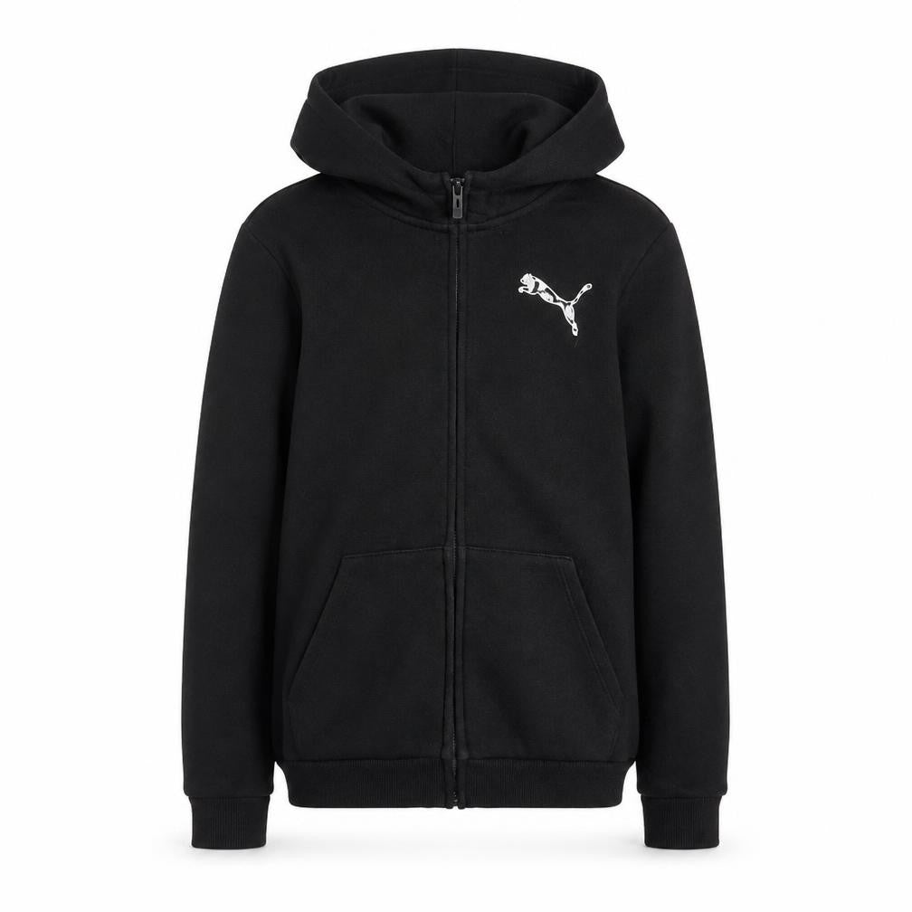 Puma Boys Black Full Zip Hoodie 13-14 Years Fleece Casual Sweatshirt