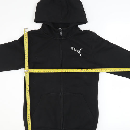 Puma Boys Black Full Zip Hoodie 13-14 Years Fleece Casual Sweatshirt