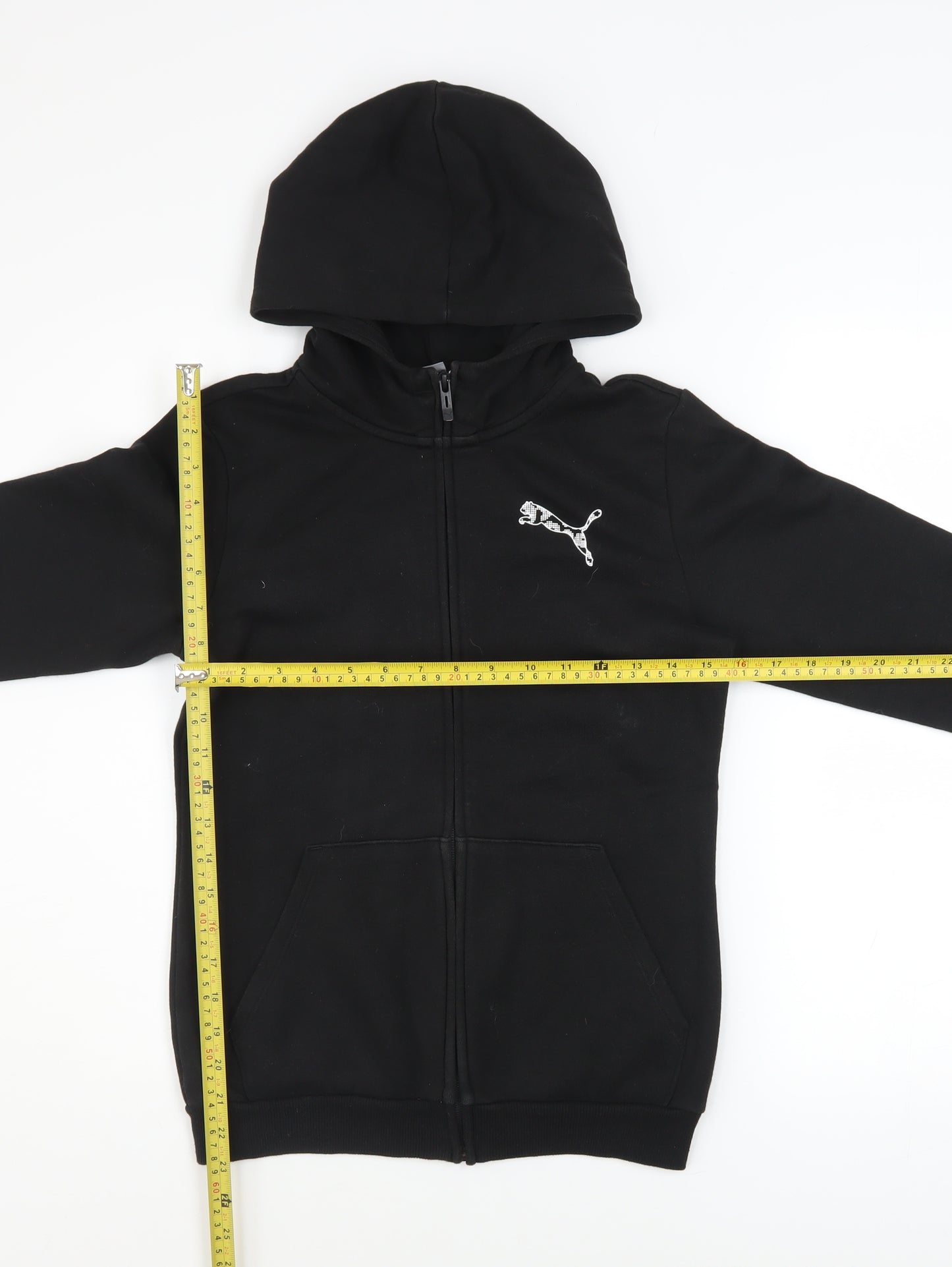 Puma Boys Black Full Zip Hoodie 13-14 Years Fleece Casual Sweatshirt