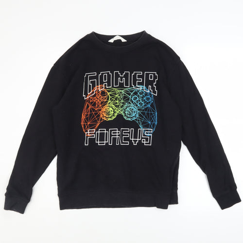 H&M Boys Black Gamer Forever Graphic Pullover Sweatshirt 13-14 Years
