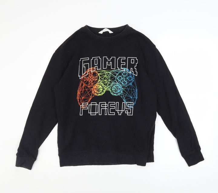 H&M Boys Black Gamer Forever Graphic Pullover Sweatshirt 13-14 Years