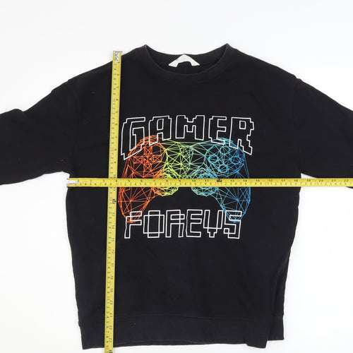 H&M Boys Black Gamer Forever Graphic Pullover Sweatshirt 13-14 Years