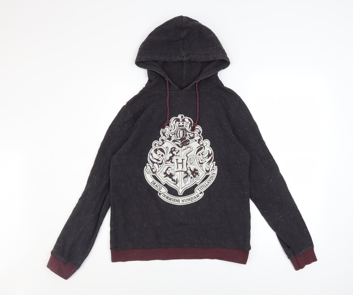 Harry Potter Women Black Hoodie Size 10 Hogwarts Crest Cotton Blend