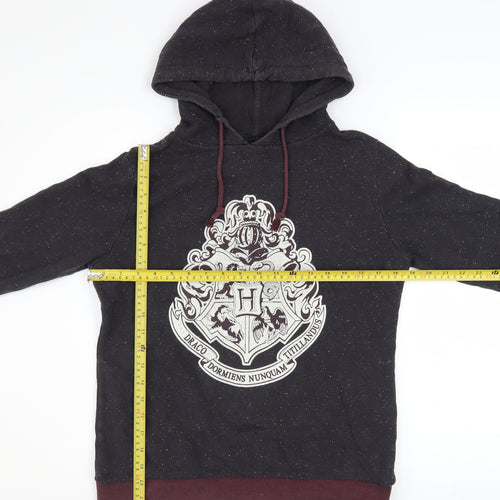 Harry Potter Women Black Hoodie Size 10 Hogwarts Crest Cotton Blend