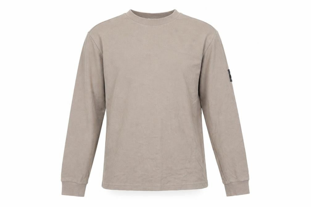 Front view of Calvin Klein Jeans Men's Beige Cotton Crew Neck Sweatshirt M