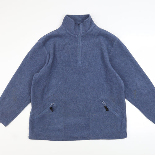 Bonmarché Women's Blue 1/2 Zip Fleece Sweatshirt Size 10-12