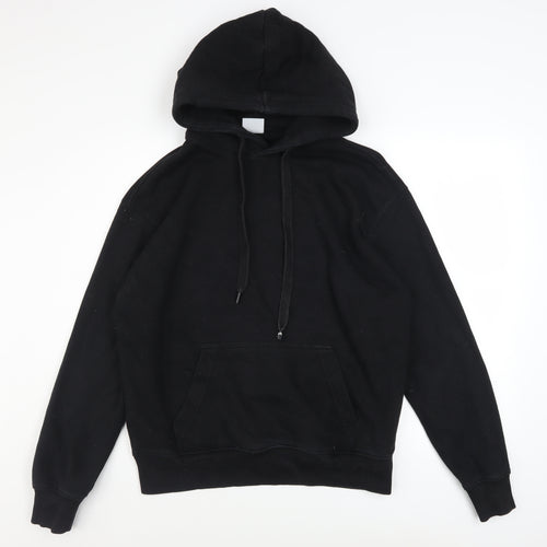 Bershka Men's Black Pullover Hoodie M Fleece Cotton Blend