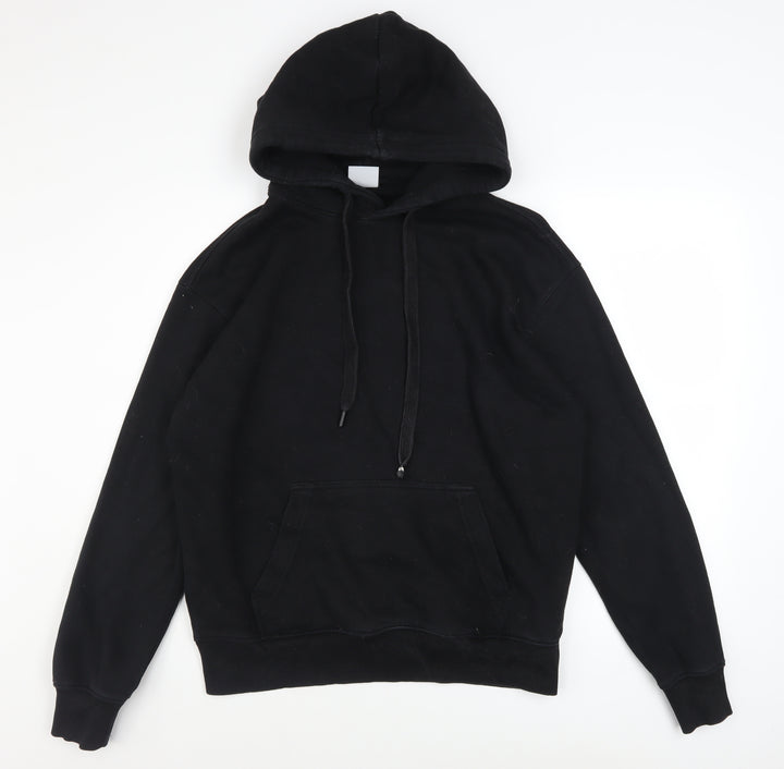 Bershka Men's Black Pullover Hoodie M Fleece Cotton Blend