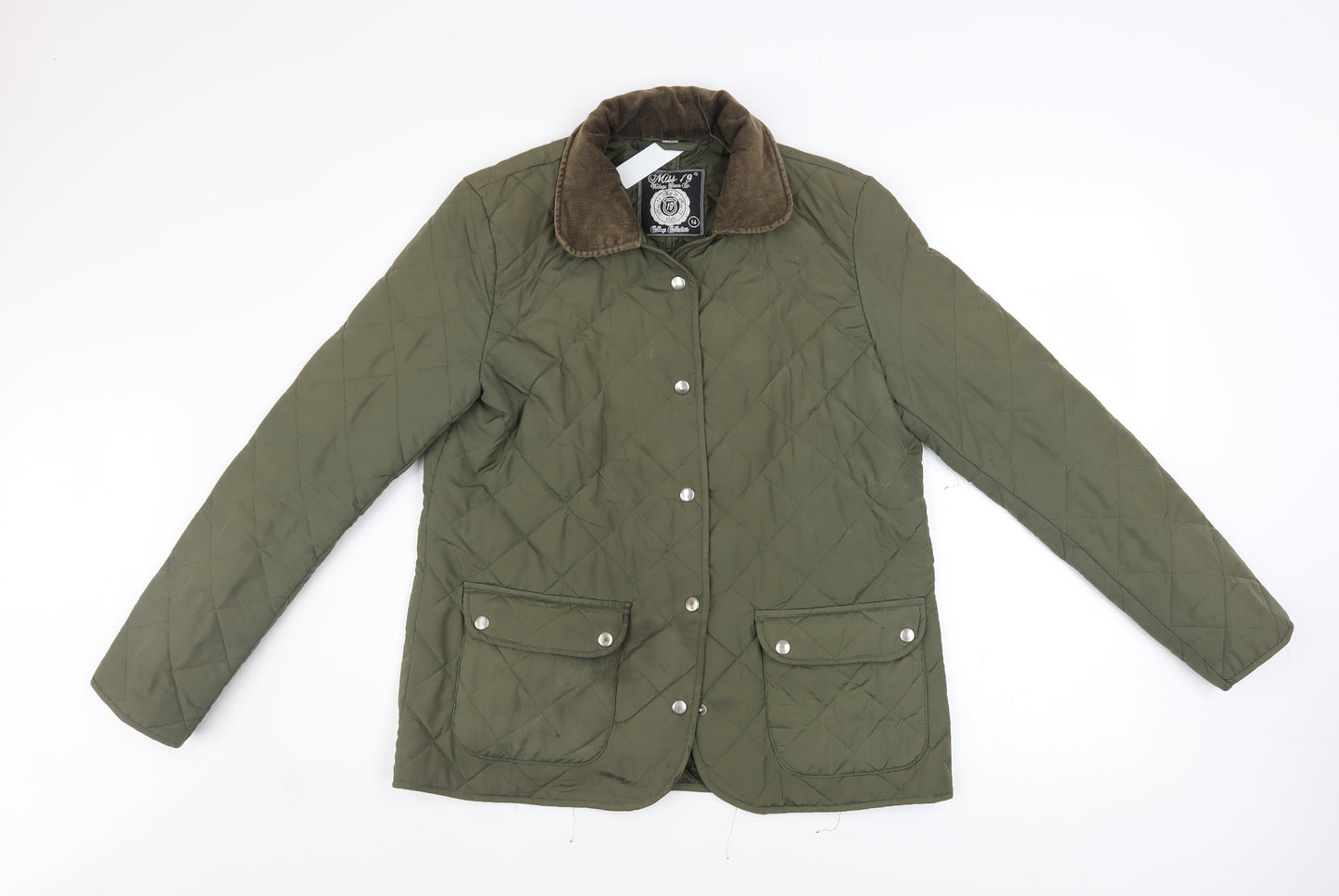 Miss 19 Women's Green Quilted Mid-Length Jacket Size 14