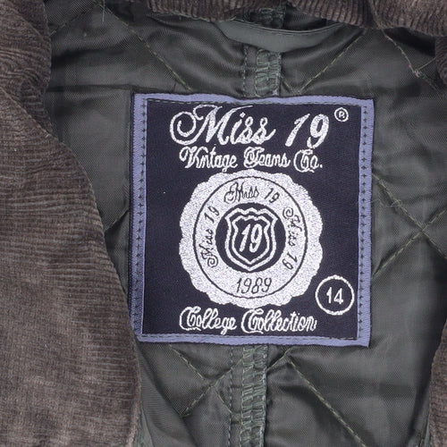 Miss 19 Women's Green Quilted Mid-Length Jacket Size 14