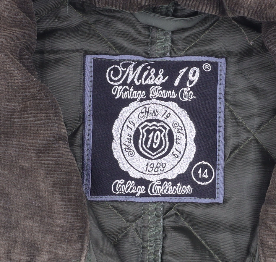 Miss 19 Women's Green Quilted Mid-Length Jacket Size 14