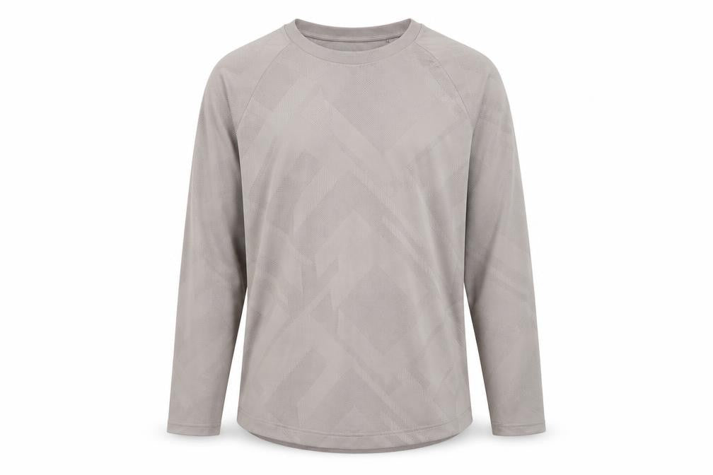 Front view of Next Men's Beige Long Sleeve Performance Workout T-Shirt L