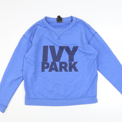 Ivy Park Women's Blue Pullover Sweatshirt L Cotton Blend