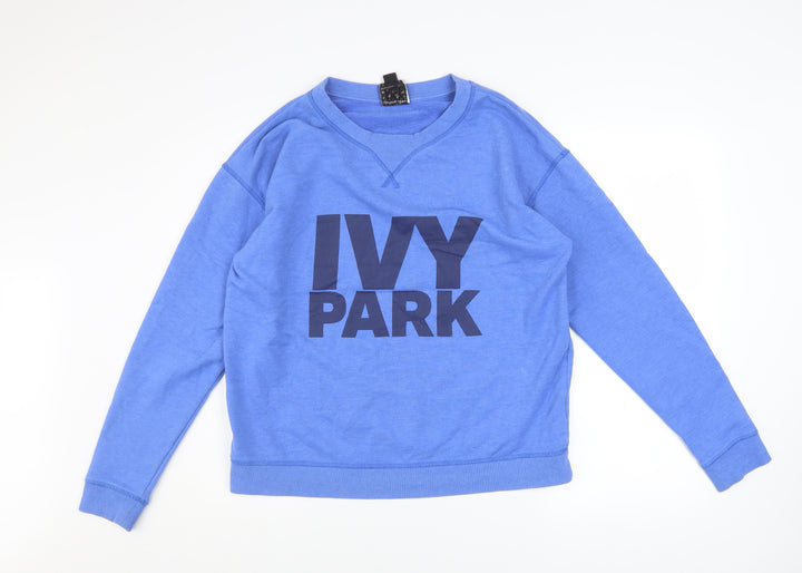 Ivy Park Women's Blue Pullover Sweatshirt L Cotton Blend