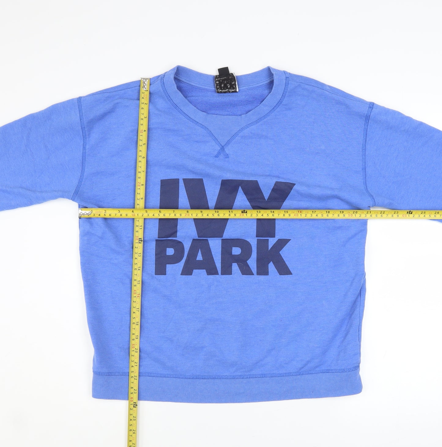 Ivy Park Women's Blue Pullover Sweatshirt L Cotton Blend