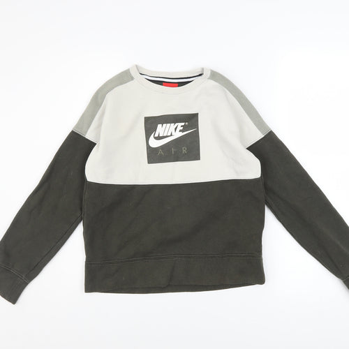 Nike Boys Grey Colourblock Pullover Sweatshirt 10-12 Years