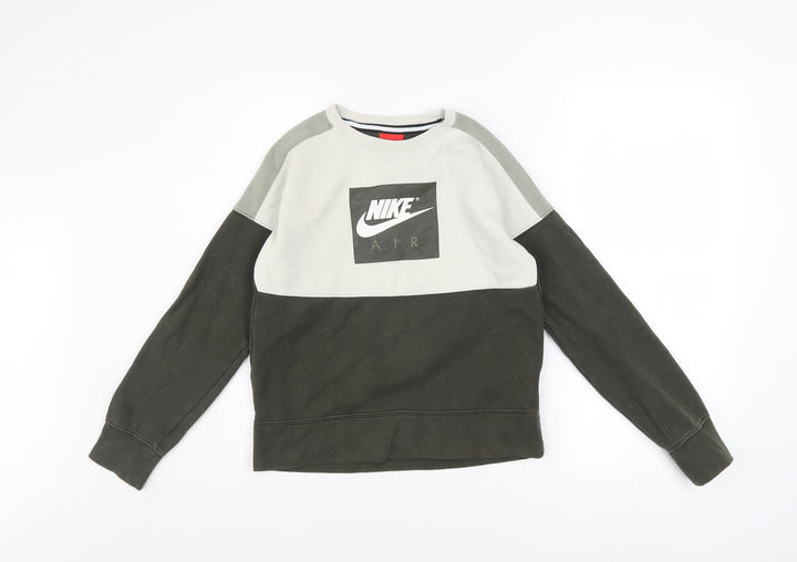 Nike Boys Grey Colourblock Pullover Sweatshirt 10-12 Years